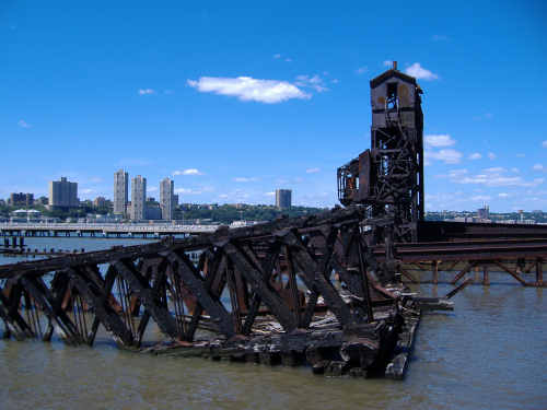 Old structures sink into New York waterfront